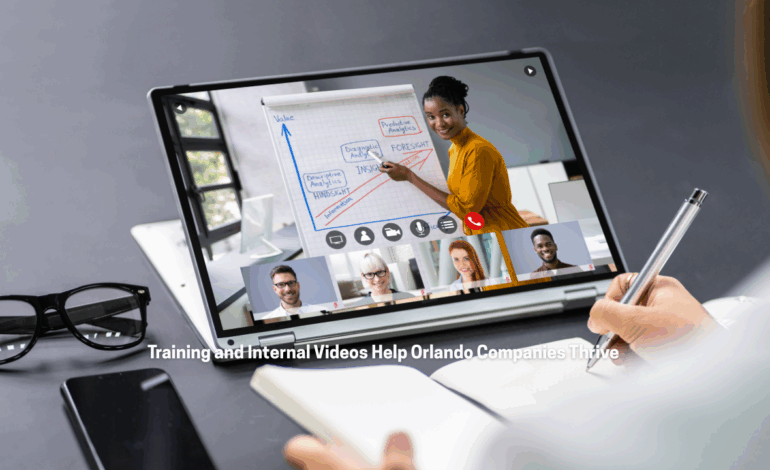 Employee viewing professional training video produced in Orlando