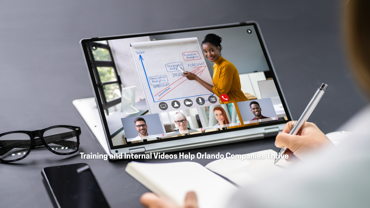 Employee viewing professional training video produced in Orlando