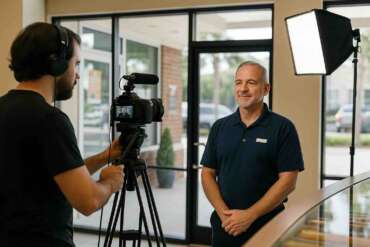 NG Production Films crew filming a local Orlando business for consistent brand video content
