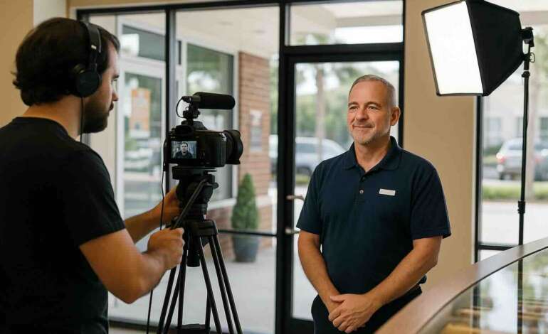 NG Production Films crew filming a local Orlando business for consistent brand video content