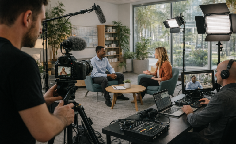 Behind the scenes of a professional video production shoot in Orlando